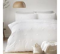 Appletree Signature Duvet Cover Set Single - Dot Garden Design - 100% Cotton Bedding - White with White Polka Dots - Includes 1 Duvet Cover (135x200cm) & 1 Pillowcase (50x75cm)