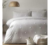 Appletree Signature Duvet Cover Set Super King - Dot Garden Design - 100% Cotton - White with Silver Polka Dots - Includes 1 Duvet Cover (260x220cm) & 2 Pillowcases (50x75cm)