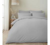 Appletree Silver Double Duvet Cover Set - 200x200cm Light Grey Bedding - Soft Luxury 100% Cotton Hotel Style - Plain Grey Quilt Cover with Pillowcases for Bedroom