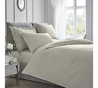 Appletree Silver Duvet Cover Set Double 200x200cm - 100% Cotton Hotel Bedding - 200 Thread Count - Soft Luxury Feel - Piped Edges - 2 Pillowcases - Elegant Silver Bed Linen