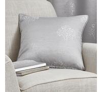 Appletree - Silver Grey Tree Cushion (43 x 43cm) - Piped Edge - Filling Included - Woven Cushion in Grey Silver - Silver Textured Cushion with Floral - Cushion with Cover Included/Cushion Insert