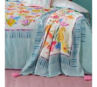 'Festival' Tasselled Throw Appletree Duck Egg Blue 130cm x 180cm