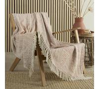 Appletree Terracotta Geometric Throw 180 x 130cm - 100% Cotton - Textured Knit Blanket with Tassels - Orange Sofa Throw - Woven Decorative Blanket for Bed, Chair & Living Room
