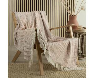 Appletree Terracotta Geometric Throw 180 x 130cm - 100% Cotton - Textured Knit Blanket with Tassels - Orange Sofa Throw - Woven Decorative Blanket for Bed, Chair & Living Room