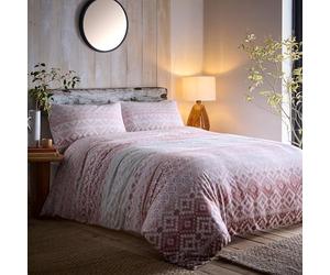 Appletree Terracotta Tribal Duvet Cover - Super King 260 x 220cm - 100% Brushed Cotton - 2 Pillowcases - Ethnic Geometric Bedding - Ganado/Chinle Design