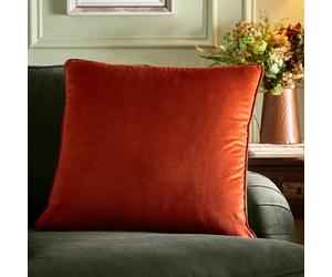 Appletree Velvet Throw Pillow in Spice - 55x55cm Soft Touch Fabric with Insert - Orange Red Decorative Accent - Large Square Pillow with Cover & Filling Included