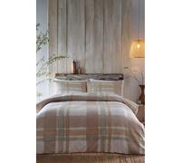 Appletree - Natural & Sage Green Flannelette Duvet Cover - Single Bedding Size (140 x 200cm) - Super Soft 100% Brushed Cotton - Light Brown & Green Tartan Bedding - Checkered Duvet Set - Plaid Bed Set