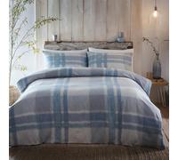 'Verbier' 100% Brushed Cotton Duvet Cover Set Appletree Blue Double