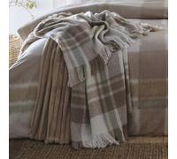 Appletree Verbier Natural Bedspread Medium - Check Maximalist Bedding - Faux Fur Polyester - Natural Check Bedroom Decor