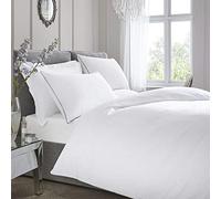 Appletree White Duvet Cover Set Double 200x200cm - 100% Cotton Hotel Bedding - 200 Thread Count - Soft Luxury Feel - Piped Edges - 2 Pillowcases - Crisp White Double Bed Linen
