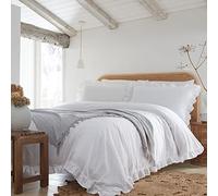 Appletree White Frill Duvet Cover Set - Super King Bedding Size (260 x 220cm) - 100% Cotton - 2 Pillowcases - Soft Ruffle Edge - Romantic White Bedding - Elegant Shabby Chic Bedroom Style