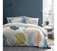 Appletree - White Watercolour Duvet Cover - Double Bedding Size (200 x 200cm) - Soft 100% Cotton - 2 Pillowcases - Reversible Design - White Bedding with Rainbow Paint - Paint Dye Duvet Cover