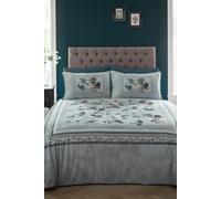 Appletree - Teal Floral & Birds Duvet Cover - King Bedding Size (230 x 220cm) - 200 Thread Count - 100% Cotton Sateen - 2 Pillowcases - Vintage Bedding with Flowers - Luxury Duvet Cover Set in Teal