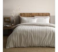 Appletree Yarn Dyed Woven Thin Stripe Duvet Cover Set King Size 230 x 220cm - Natural Textured Bedding with Soft Cotton-Blend Finish, Includes 2 Pillowcases