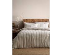 Appletree Yarn Dyed Woven Thin Stripe Duvet Cover Set Double 200 x 200cm - Natural Textured Bedding with Soft Cotton-Blend Finish, Includes 2 Pillowcases