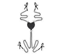 Appliance Labia G-Spot Nipple Clamps Heart-Shaped Leather Four Head Metal Chain Clamps BDSM Adult Sex Toy for Both Men and Women White 2Pc One Size