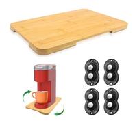 Appliance Slider 360° Rolling Tray for Coffee Maker Bamboo Coffee Pot Slider Tray Countertop Rotation Sliding Tray with Wheels, Kitchen Small Appliances Mat Easily from Under the Cabinet(9.25"×13.44")
