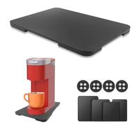Appliance Slider 360° Rolling Tray for Coffee Maker- Bamboo Coffee Pot Slider Tray Countertop Rotation Sliding Tray with Wheels, Kitchen Small Appliances Mat Easily from Under the Cabinet(10.2"×14.7")