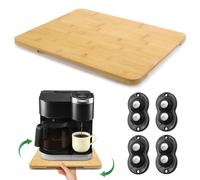 Appliance Slider 360° Rolling Tray for Coffee Maker- Bamboo Coffee Pot Slider Tray Countertop Rotation Sliding Tray with Wheels, Small Appliances Mat (Medium13.9"×11.6")