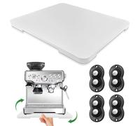 Appliance Slider 360° Rolling Tray for Coffee Maker- Bamboo Coffee Pot Slider Tray for Countertop Rotation Sliding Tray with Wheels, Appliances Mat Easily from Under The Cabinet White (15.7"×13")