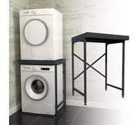 Appliance Stand with Worktop & Anti-Tip Plinth - Heavy-Duty Washing Machine Stand & Universal Stacking Kit | Washer & Dryer Pedestal for Laundry, Utility Room, or Garage - 500KG Steel Frame ( Grey )