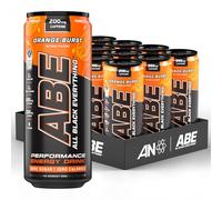 Applied Nutrition ABE Pre Workout Cans - All Black Everything Energy + Performance Drink, ABE Carbonated Beverage Sugar Free with Caffeine (Pack of 12 Cans x 330ml) (Orange Burst)