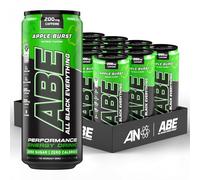 Applied Nutrition ABE Pre Workout Cans - All Black Everything Energy + Performance Drink, ABE Carbonated Beverage Sugar Free with Caffeine (Pack of 12 Cans x 330ml) (Apple Burst)