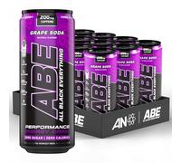 Applied Nutrition ABE Pre Workout Cans - All Black Everything Energy + Performance Drink, ABE Carbonated Beverage Sugar Free with Caffeine (Pack of 12 Cans x 330ml) (American Grape)