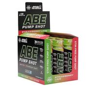Applied Nutrition - ABE Pump Shot - Stim-Free Pre-Workout - Nitric Oxide Booster - Best Muscle Pump & Focus Enhancer - Sugar Free & Caffeine Free - (Display 12x100ml Shots) (Strawberry Lime)