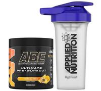 Applied Nutrition Bundle ABE Pre Workout 375g + 700ml Protein Shaker | All Black Everything Pre Workout Powder, Energy & Physical Performance with Creatine, Beta Alanine (Tropical)