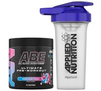 Applied Nutrition Bundle ABE Pre Workout 375g + 700ml Protein Shaker | All Black Everything Pre Workout Powder, Energy & Physical Performance with Creatine, Beta Alanine (Bubblegum Crush)