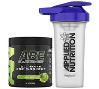 Applied Nutrition Bundle ABE Pre Workout 375g + 700ml Protein Shaker | All Black Everything Pre Workout Powder, Energy & Physical Performance with Creatine, Beta Alanine (Sour Apple)
