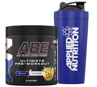 Applied Nutrition Bundle ABE Pre Workout 375g + 750ml Steel Protein Shaker | All Black Everything Pre Workout Powder, Energy & Physical Performance with Creatine, Beta Alanine (Energy Flavour)
