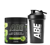Applied Nutrition Bundle ABE Pre Workout 375g + ABE Black Shaker 400ml | All Black Everything Pre Workout Powder, Energy Drink, Physical Performance, Creatine, Beta Alanine, Caffeine (Sour Apple)