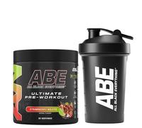 Applied Nutrition Bundle ABE Pre Workout 375g + ABE Black Shaker 400ml | All Black Everything Pre Workout Powder, Energy Drink, Creatine, Beta Alanine, Caffeine (Strawberry Mojito)