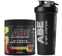 Applied Nutrition Bundle ABE Pre Workout 375g + ABE Black Shaker 700ml | All Black Everything Pre Workout Powder, Energy Drink, Creatine, Beta Alanine, Caffeine (Strawberry Mojito)