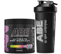 Applied Nutrition Bundle ABE Pre Workout 375g + ABE Black Shaker 700ml | All Black Everything Pre Workout Powder, Energy Drink, Physical Performance, Creatine, Beta Alanine, Caffeine (Sour Gummy Bear)