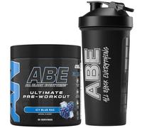 Applied Nutrition Bundle ABE Pre Workout 375g + ABE Black Shaker 700ml | All Black Everything Pre Workout Powder, Energy Drink, Physical Performance, Creatine, Beta Alanine, Caffeine (ICY Blue Raz)