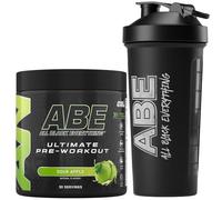 Applied Nutrition Bundle ABE Pre Workout 375g + ABE Black Shaker 700ml | All Black Everything Pre Workout Powder, Energy Drink, Physical Performance, Creatine, Beta Alanine, Caffeine (Sour Apple)