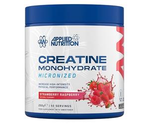 Applied Nutrition Creatine Monohydrate Powder Strawberry & Raspberry 250g | Tested for Athletes Micronized Creatine Monohydrate - Strength, Muscle, Power - 5g Per Serving (50 Servings)