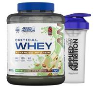 Applied Nutrition Critical Whey Protein Powder 2kg + Plastic Shaker - High Protein Powder, Muscle Building Supplement with BCAAs & Glutamine (2kg - 61 Servings) (White Choc Pistachio)