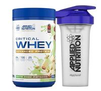 Applied Nutrition Critical Whey Protein Powder 825g + Plastic Shaker - High Protein Powder, Muscle Building Supplement with BCAAs & Glutamine (825g - 25 Servings) (White Choc Pistachio)