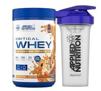 Applied Nutrition Critical Whey Protein Powder 825g + Plastic Shaker - High Protein Powder, Muscle Building Supplement with BCAAs & Glutamine (825g - 25 Servings) (Caramel Latte)