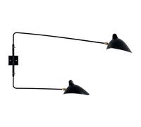Applique 2 Wall Lamp Black & Brass Straight