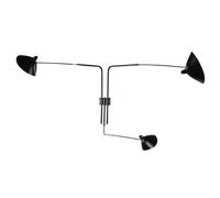 Applique 3 Wall Lamp Black & Brass Straight
