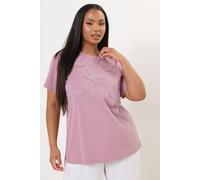 Yours Curve Applique Butterfly T-Shirt - Women's - Plus Size Curve Pink