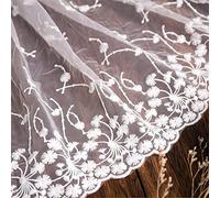 Applique Decoration,DIY Sewing Craft, 32cm WideRibbon Webbing Fabric Tulle Lace Edging Trimming Fabric Floral for Dressmaking Sewing Gift Wrapping(White,3 Yards)