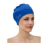 Applique Fabric Swim Cap Fashy Blue One Size