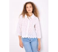 Applique Flowers Cropped Shirt Apricot White 14