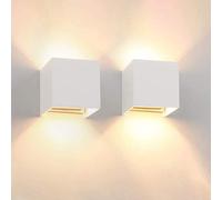 Applique Murale Led 7 W À Angle De Faisceau Réglable - Éclairage Intérieur/Extérieur Étanche Ip65, Blanc Chaud 3000 K, Noir (Noir, Lot De 2)/Blanc/2 Pièces